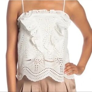 NSR white eyelet ruffled tank